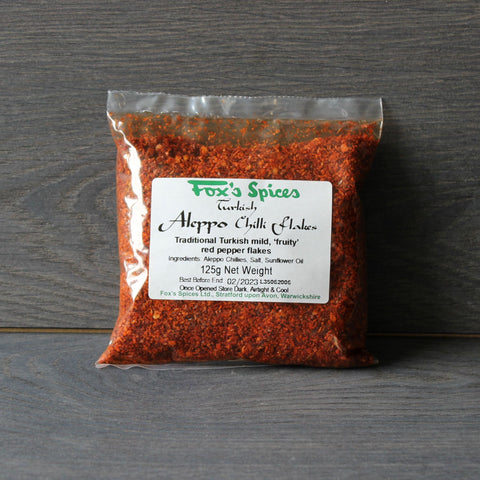 A 125g bag of Turkish Aleppo chilli flakes from Fox's Spices.