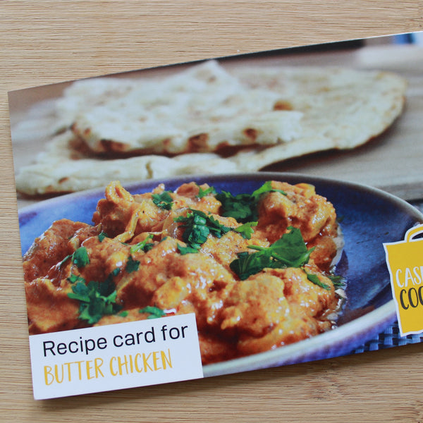 Butter chicken recipe card from Case for Cooking