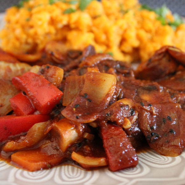 Plate of Sausage & Stout Stew by Case for Cooking