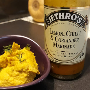 Lemon, chilli & coriander marinade sold by The Cooking Plumber.