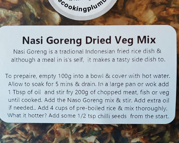 Cooking instructions for a 500g bag of Nasi Goreng