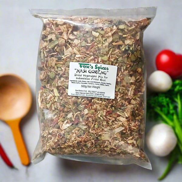 A large 500g bag of Nasi Goreng fried rice mix from Fox's Spices.