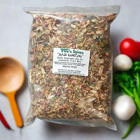 A large 500g bag of Nasi Goreng fried rice mix from Fox's Spices.