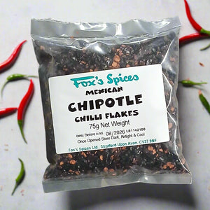A 75g bag of Chipotle chilli flakes sold by Fox's Spices.