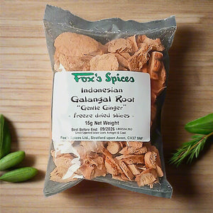 15g bag of freeze dried Galangal Root from Fox's Spices.