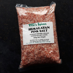 A 500g bag of Himalayan pink salt supplied by Fox's Spices.