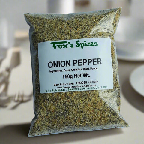 Fox's Spices supplied this 150g bag of onion pepper.