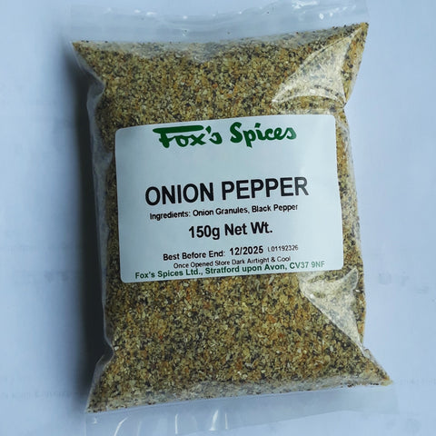 Fox's Spices supplied this 150g bag of onion pepper.
