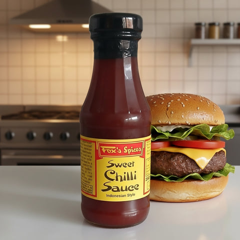 A 250ml bottle of Fox's Spices chilli sauce with medium heat.