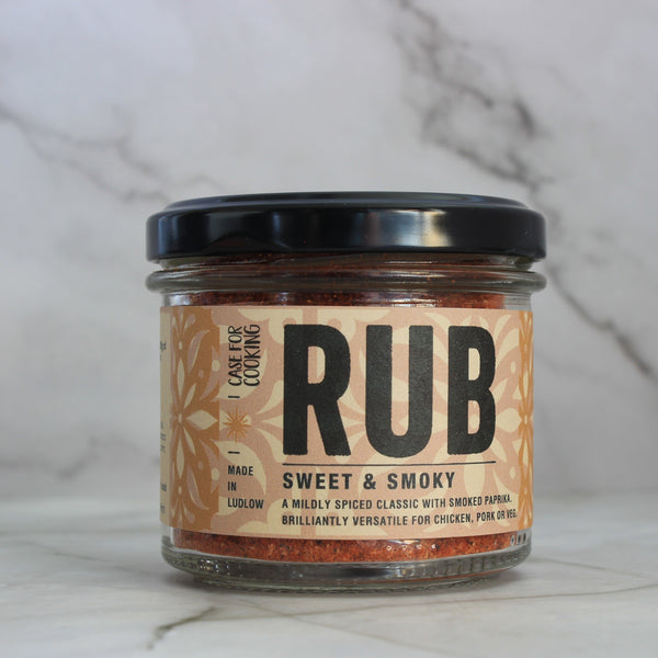 A 55g jar of a barbeque Sweet & Smoky Rub supplied by Case For Cooking.