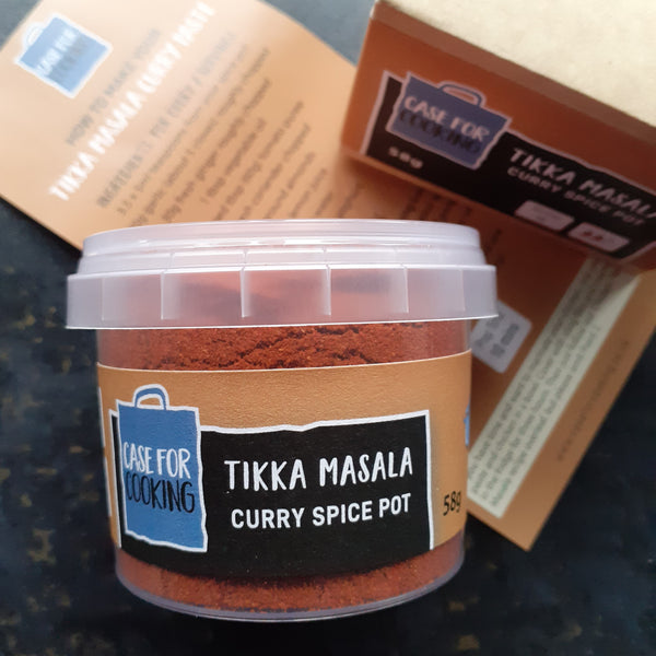 Tikka Masala Curry Spice pot, recipe card and box from Case for Cooking