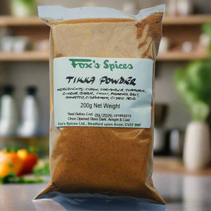 Tikka curry powder from Fox's Spices sold in 200g bags.