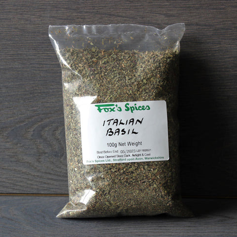 Fox's Spices dried basil supplied in 100g bags.