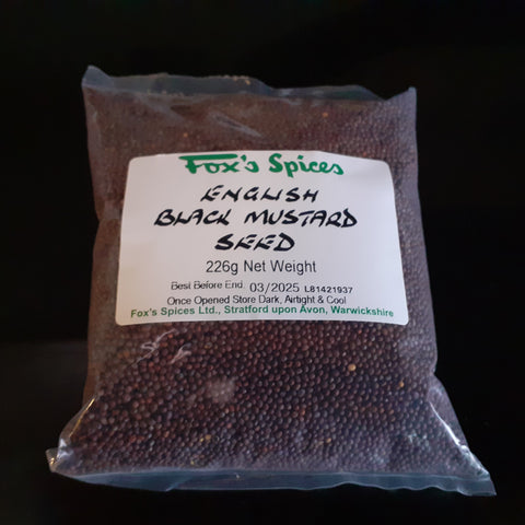 226g bag of English black mustard seed from Fox's Spices