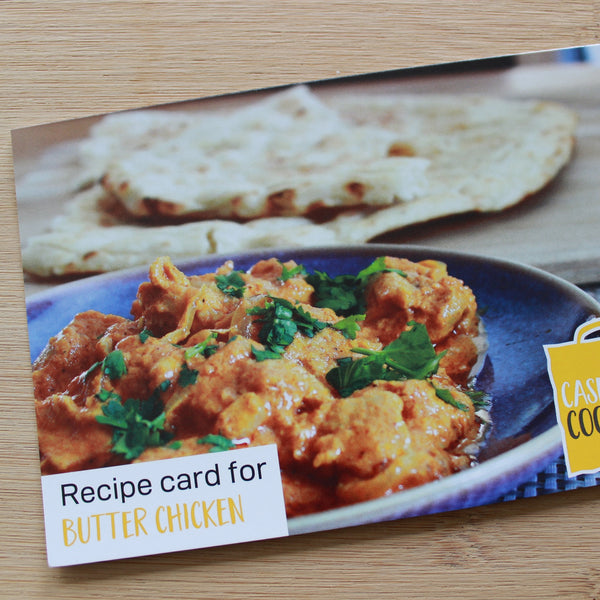 Butter chicken recipe card from Case for Cooking 