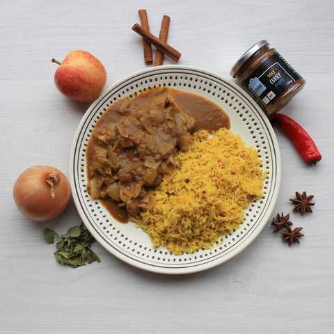 plate of chicken curry made with a Case for Cooking Ugly Curry Paste