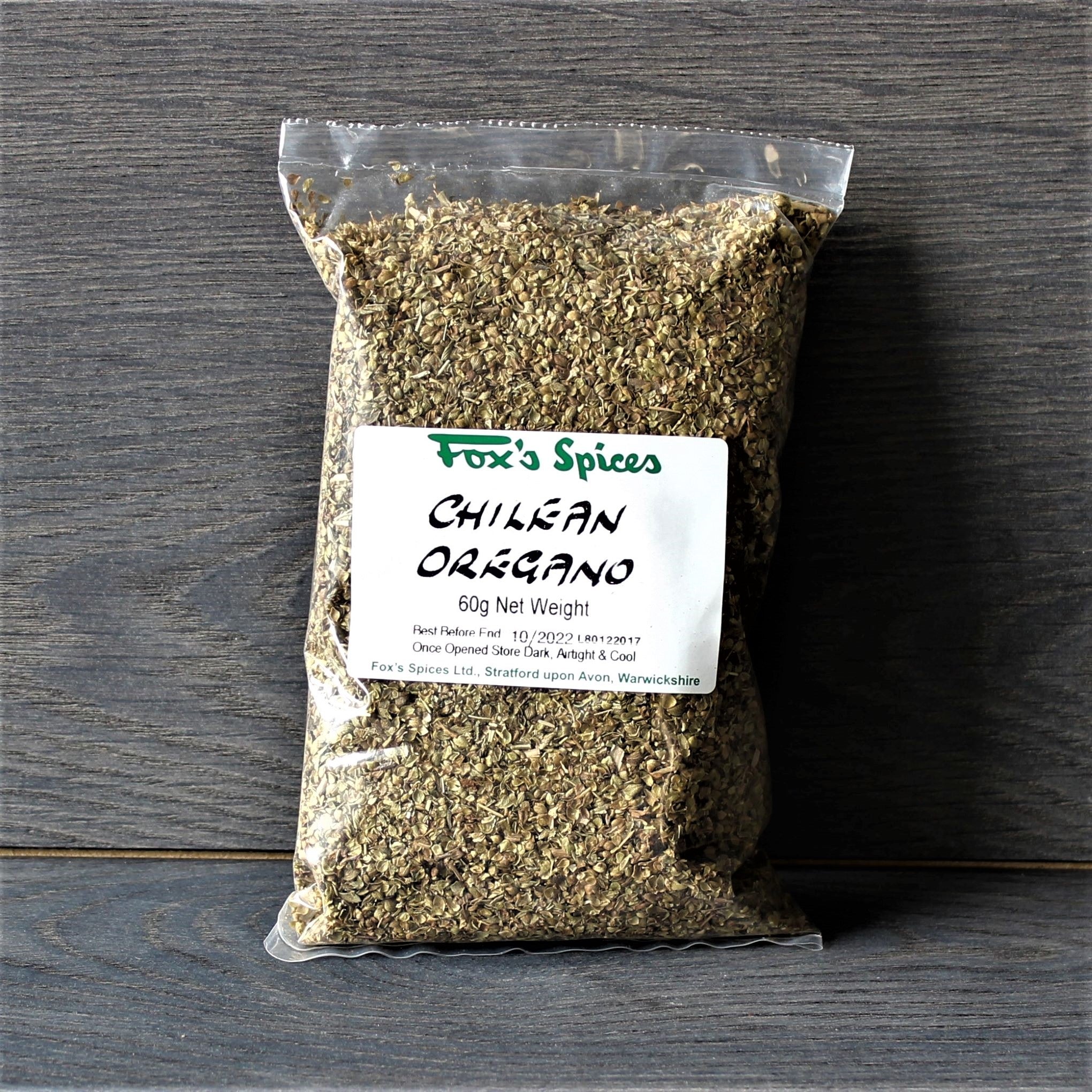A 60g bag of Chilean Oregano by Fox's Spices