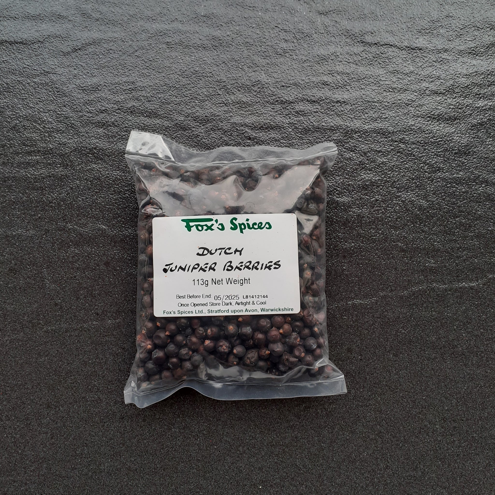113g bag of Dutch Juniper berries from Fox's Spices 
