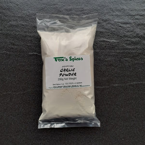 200g bag of Egyptian garlic powder from Fox's Spices 