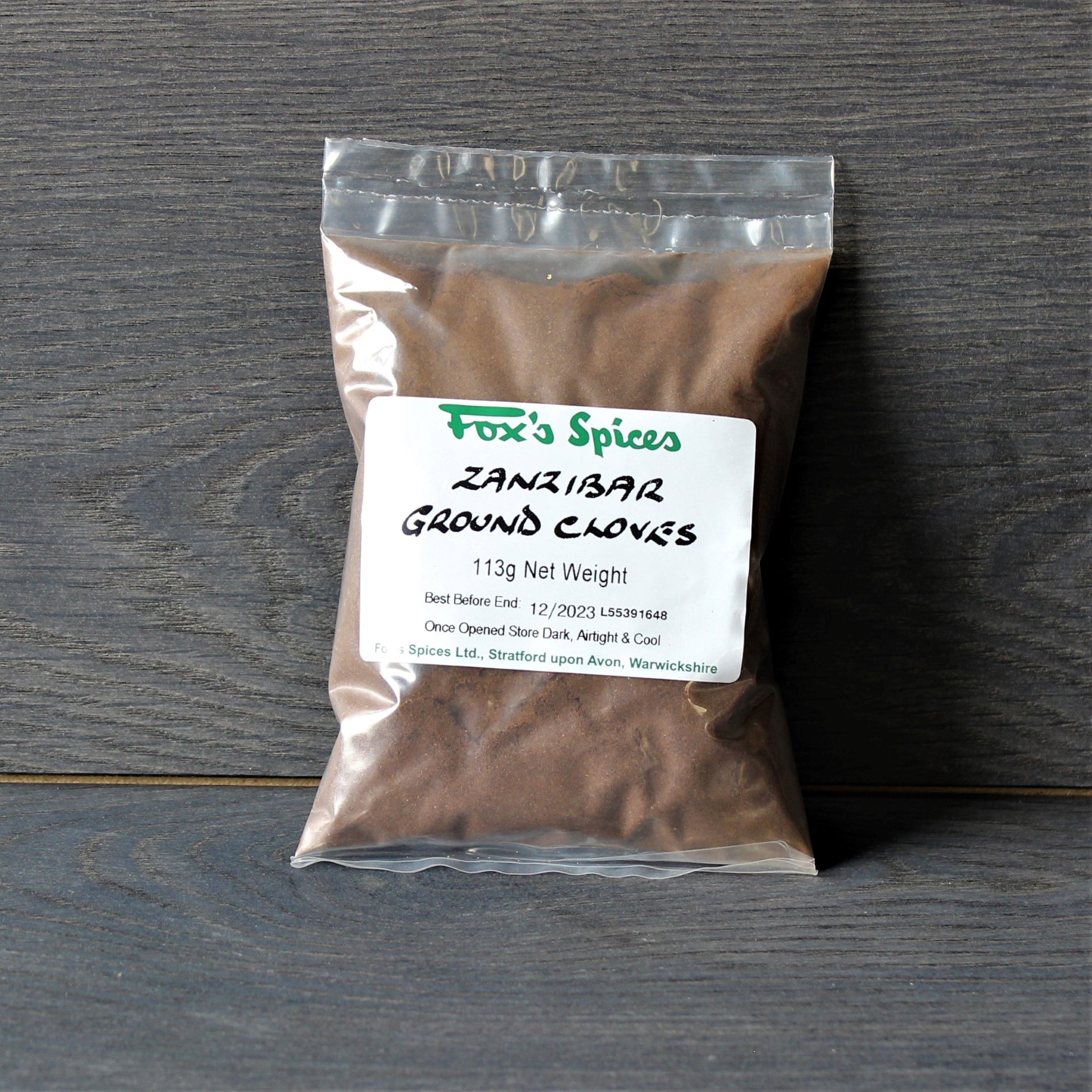 A 113g bag of ground cloves from Fox's Spices.