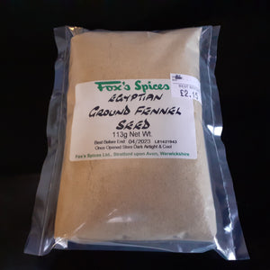 113g bag of Egyptian ground fennel from Fox's Spices 