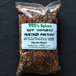 Foxes Spices hot tomato mustard mixture, sold in 226g bags