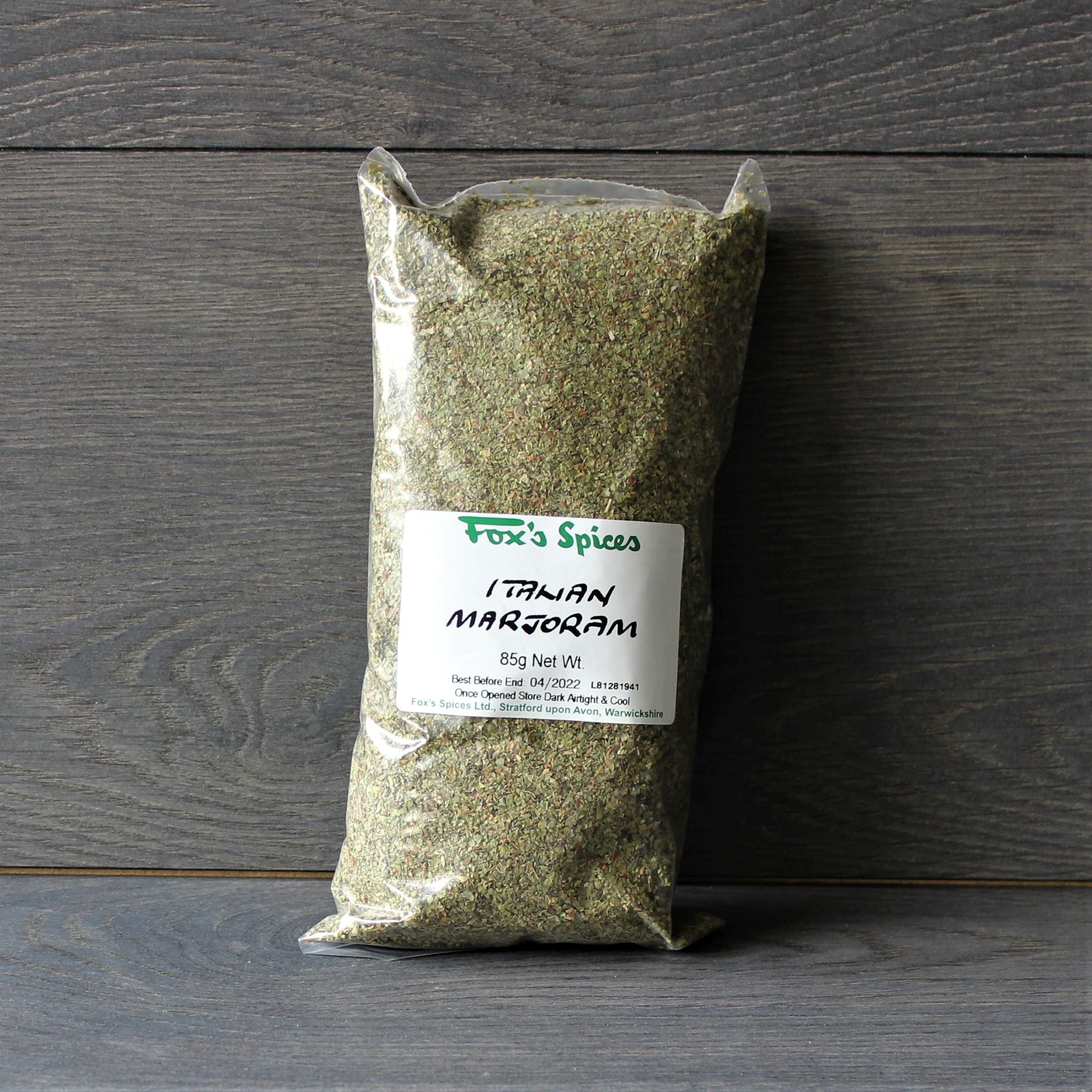 A 85g bag of Italian Marjoram by Fox's Spices