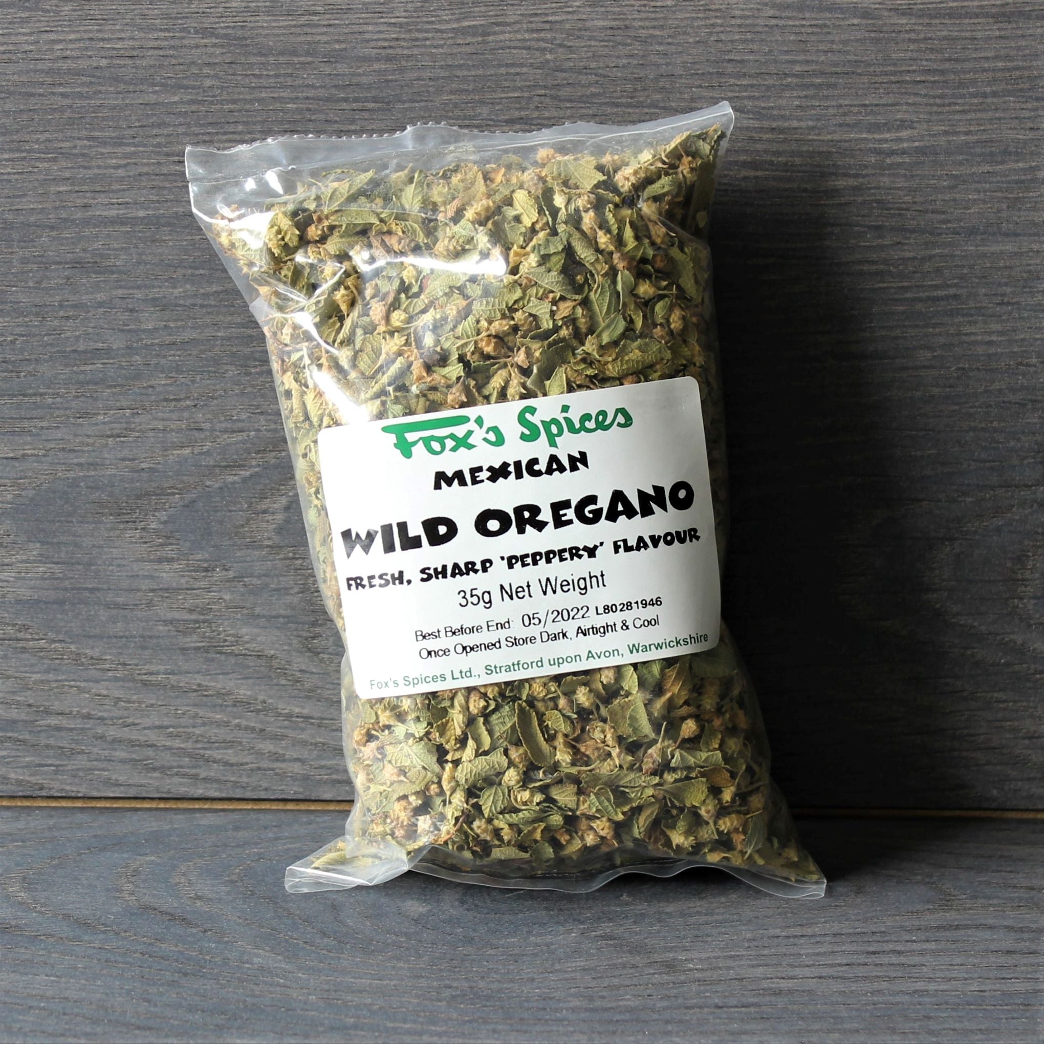A 35g bag of Mexican Wild Oregano by Fox's Spices