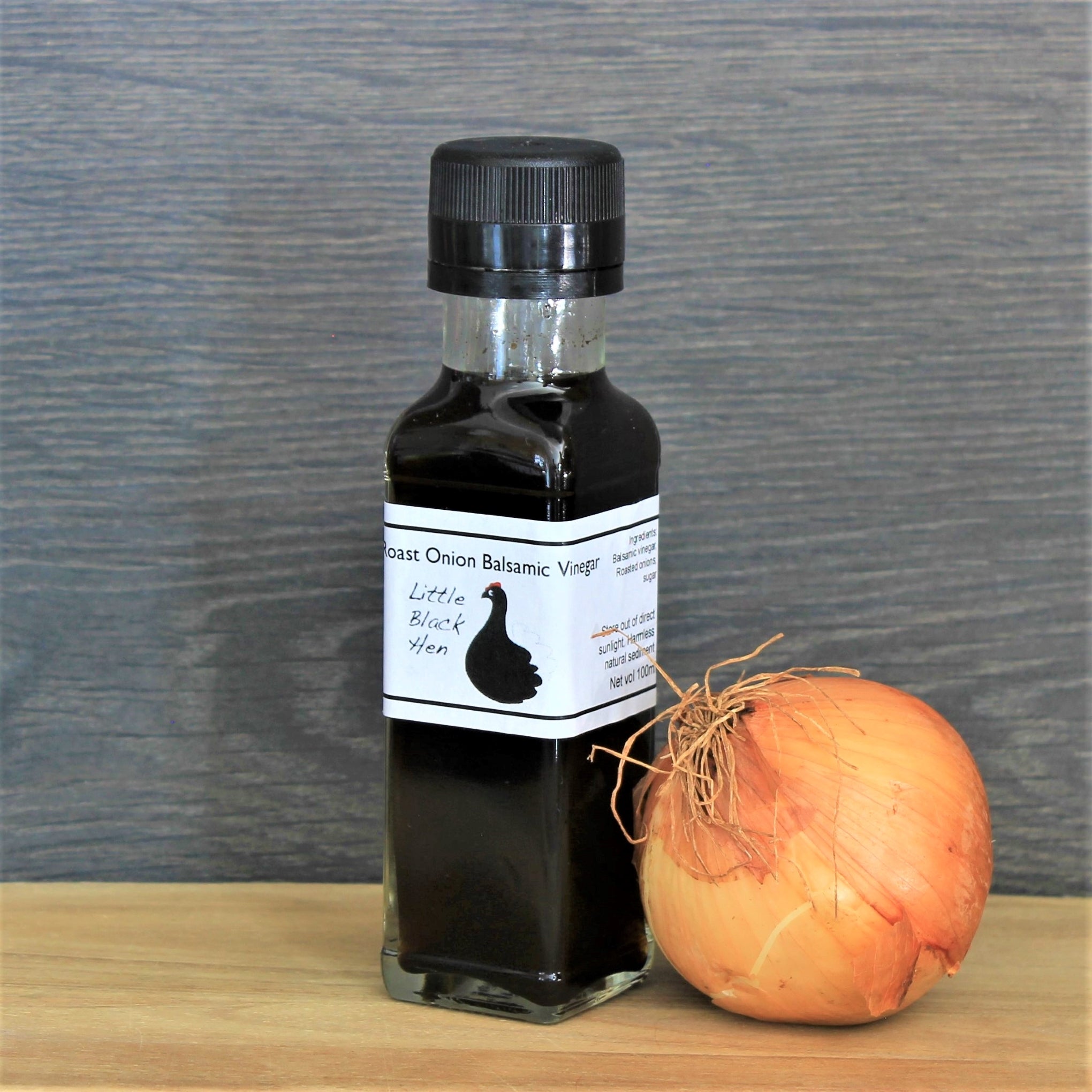 Bottle of Roast Onion Balsamic Vinegar by Little Black Hen