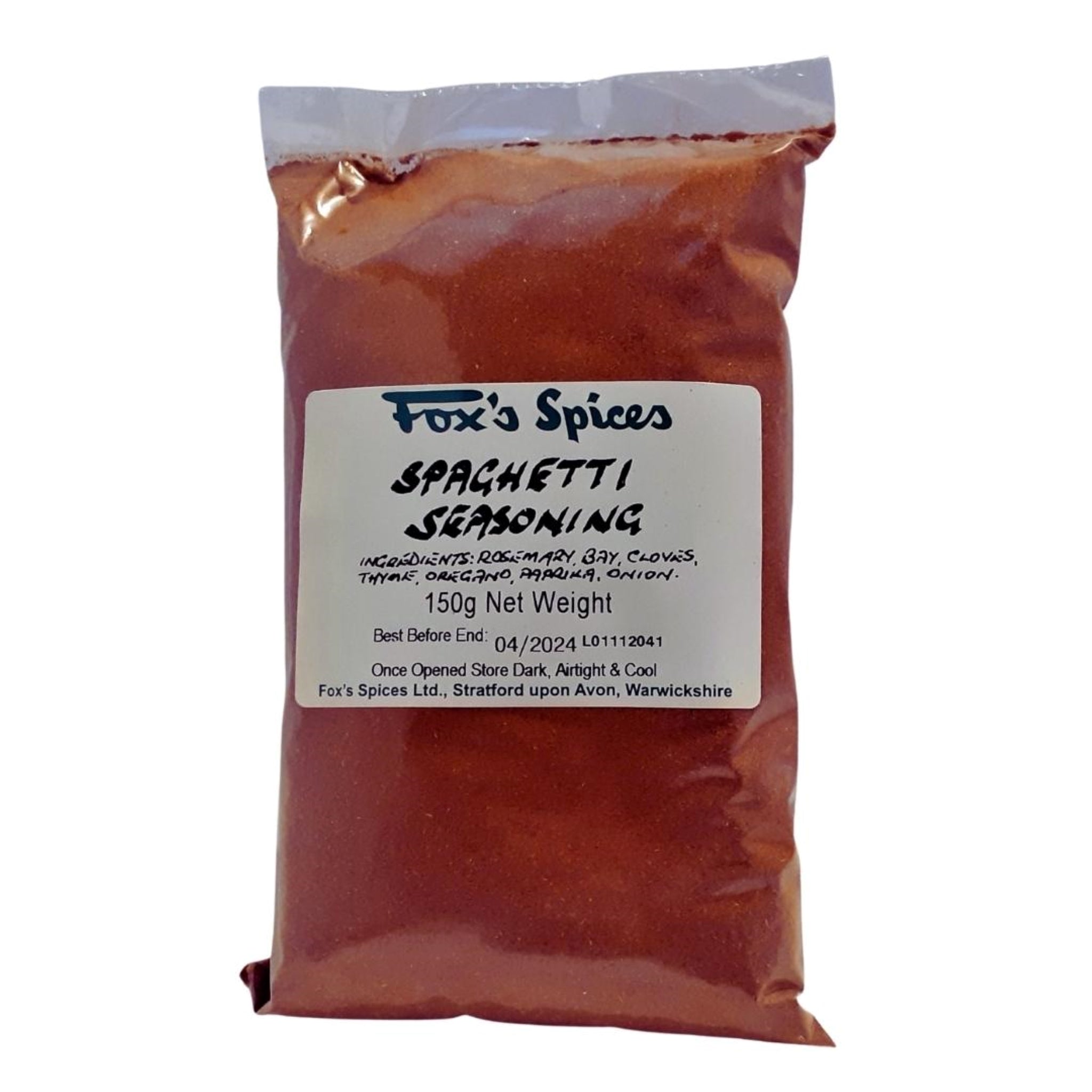 150g bag of spaghetti seasoning by Fox's Spices .