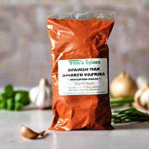 Oak Smoked Paprika supplied by Fox's Spices  in a 200g bag.