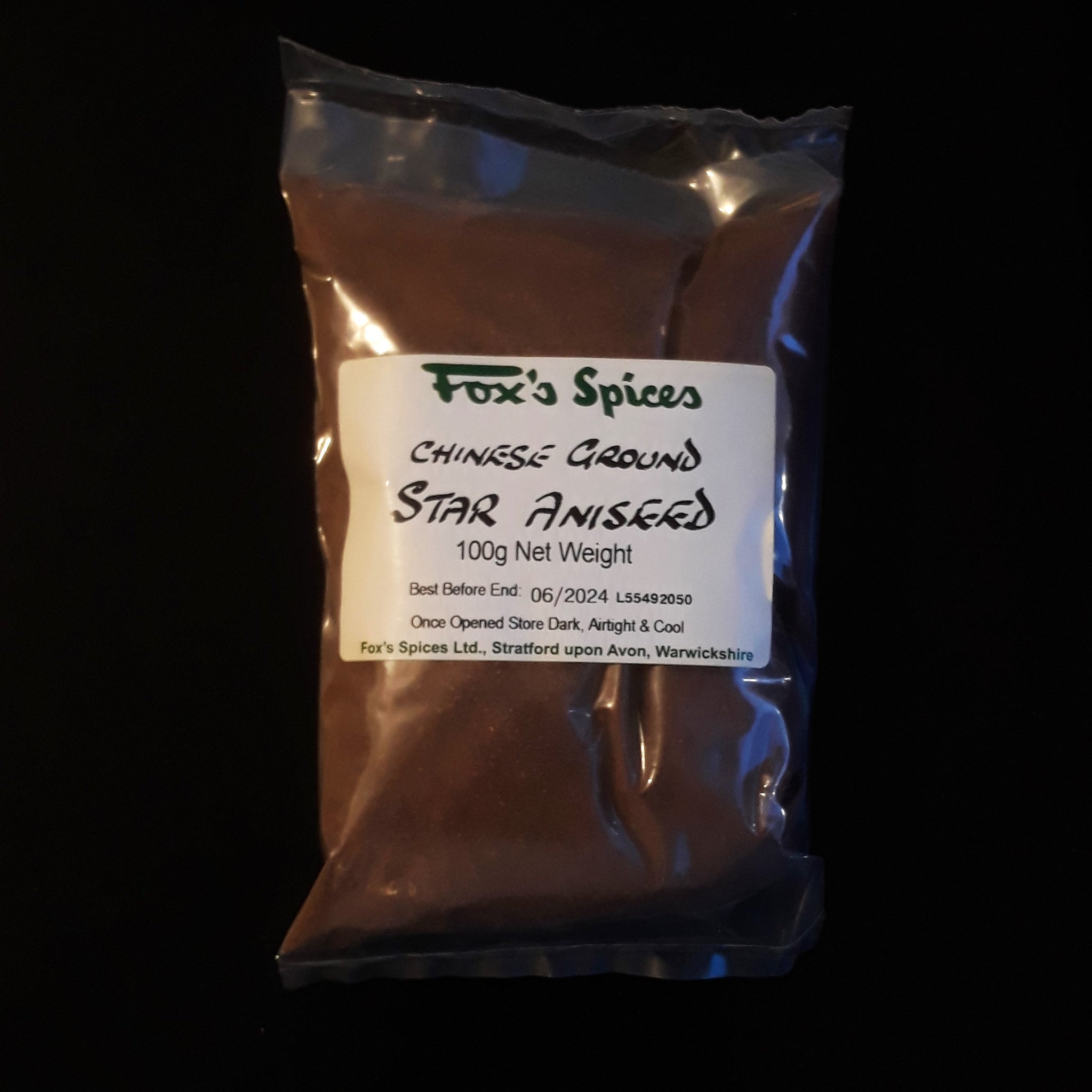 Ground Star Aniseed ground sold by Fox's Spices in 100g bags.