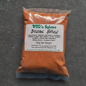 Fox's Spices Steak spice. Sold in 150g bags.