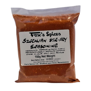 Szechuan Stir-fry seasoning in 150g bags from Fox's Spices.