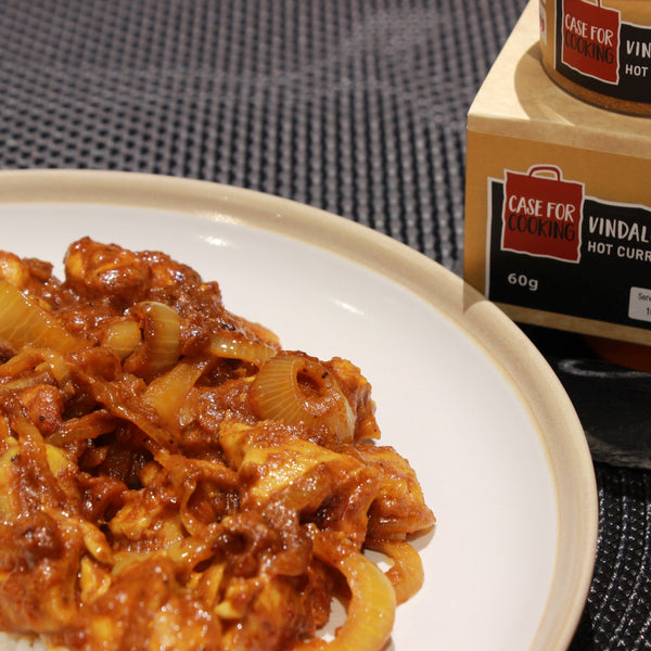 Chicken Vindaloo Style meal made with spice pot from Case for Cooking 