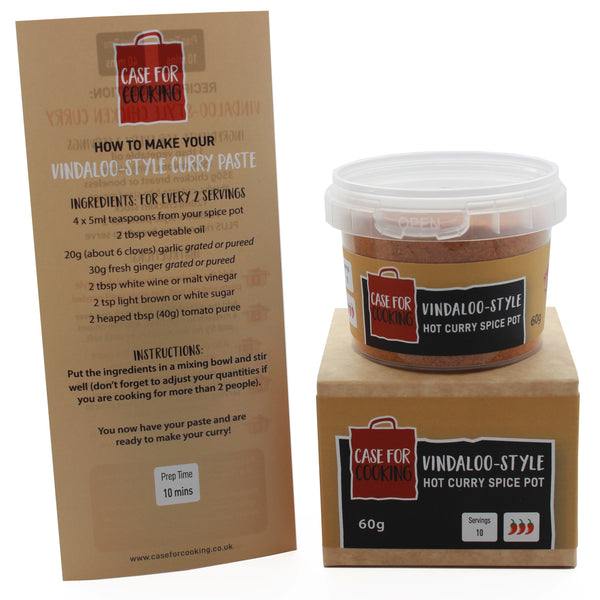 Vindaloo spice pot with recipe card sold by The Cooking Plumber