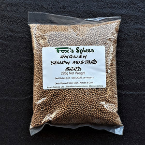 Yellow English mustard seeds sold in 226g bags